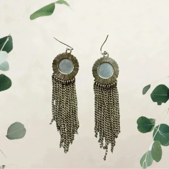 NWT 4” Women's Tasseled Earrings Gold Rhinestones Jewelry - Two-Toned - Picture 2 of 3